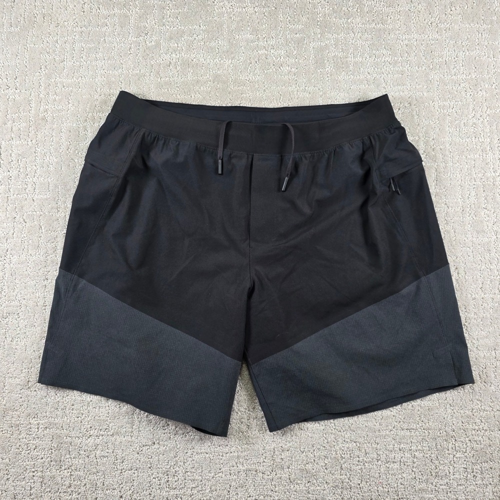 Lululemon Mens XL License to Train Lined Shorts Black Gray XL Athletic Running